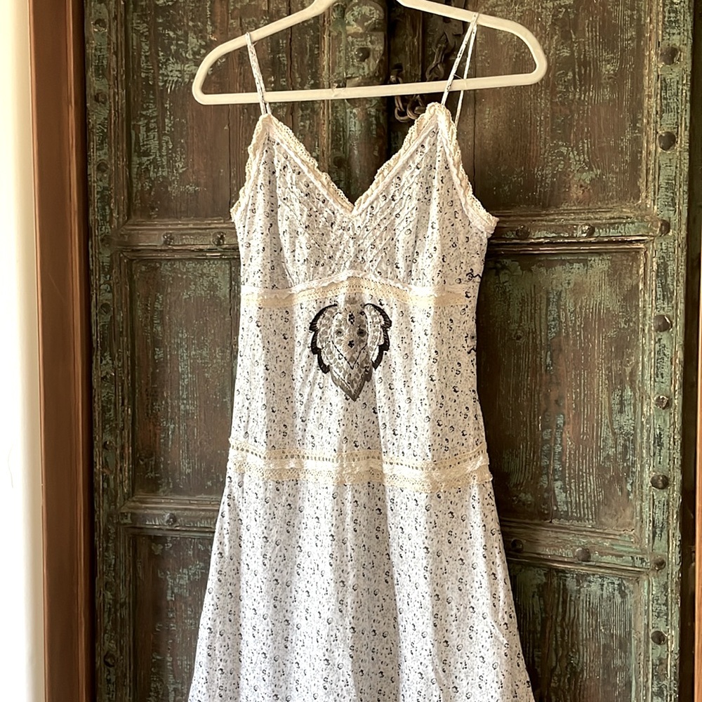 Johnny Was White Eyelet Maxi Dress with Black Embroidery - Picture 2 of 7